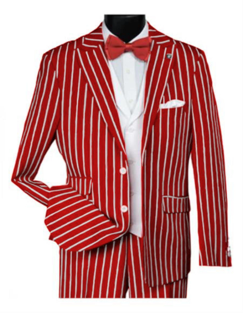 "1920er Herren Weste Gangster Stil: Auffälliger Pinstripe Anzug in Rot – Einzigartig!"